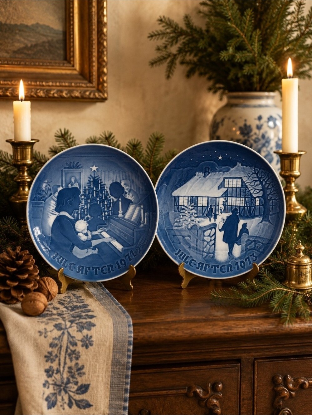 Vintage Bing & Grondahl Christmas Plates 1971 1973 Denmark Set of 2 B&G
